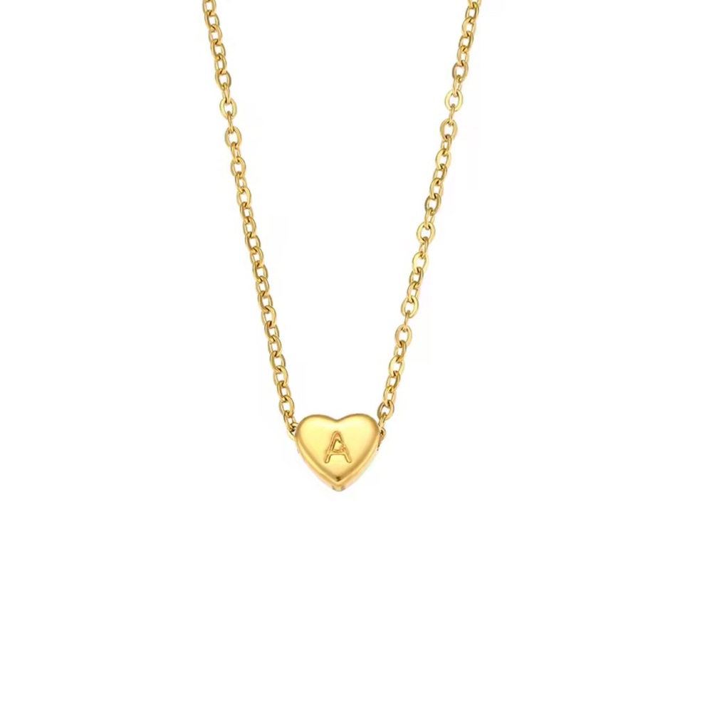 Mini Heart Shape Letter Pendant Necklaces - Picture 4 of 4